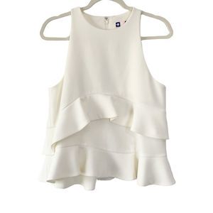 MSGM White Layered Ruffle Top